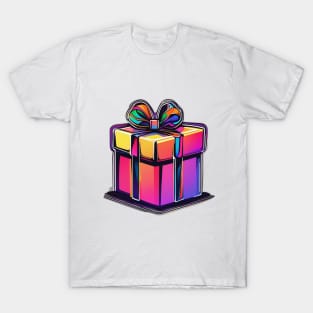 Vibrant Neon Gift Box Graphic No. 631 T-Shirt